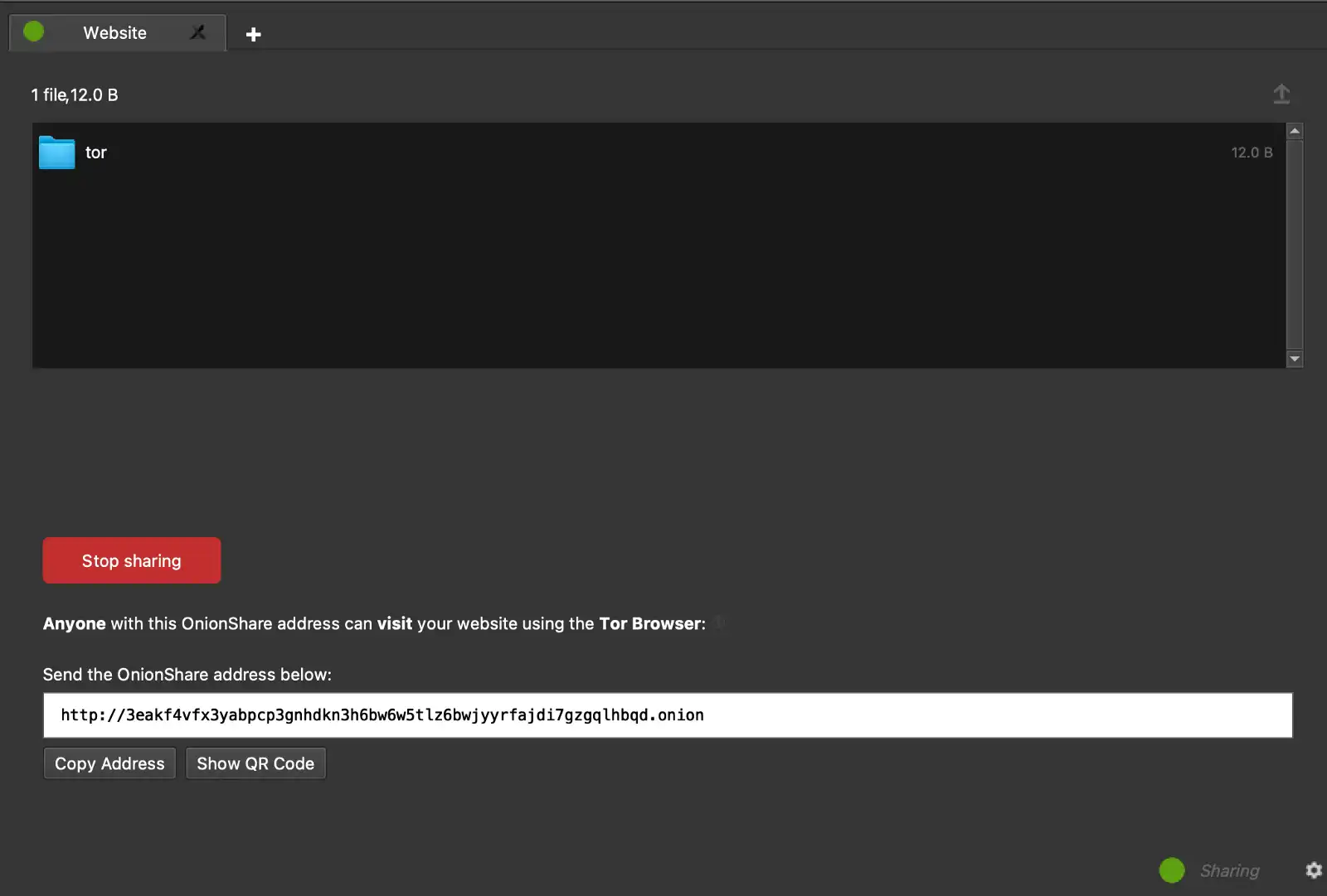 onionshare website host page