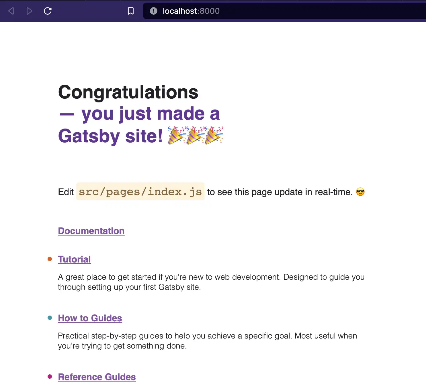 Congratulations you just made a Gatsby site